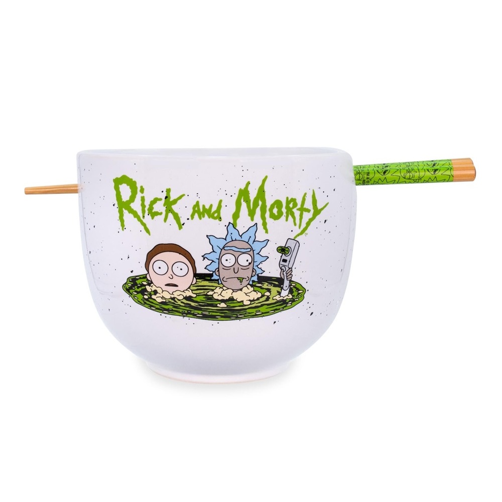 NEW Rick & Morty Ceramic Noodle Bowl with Chopsticks